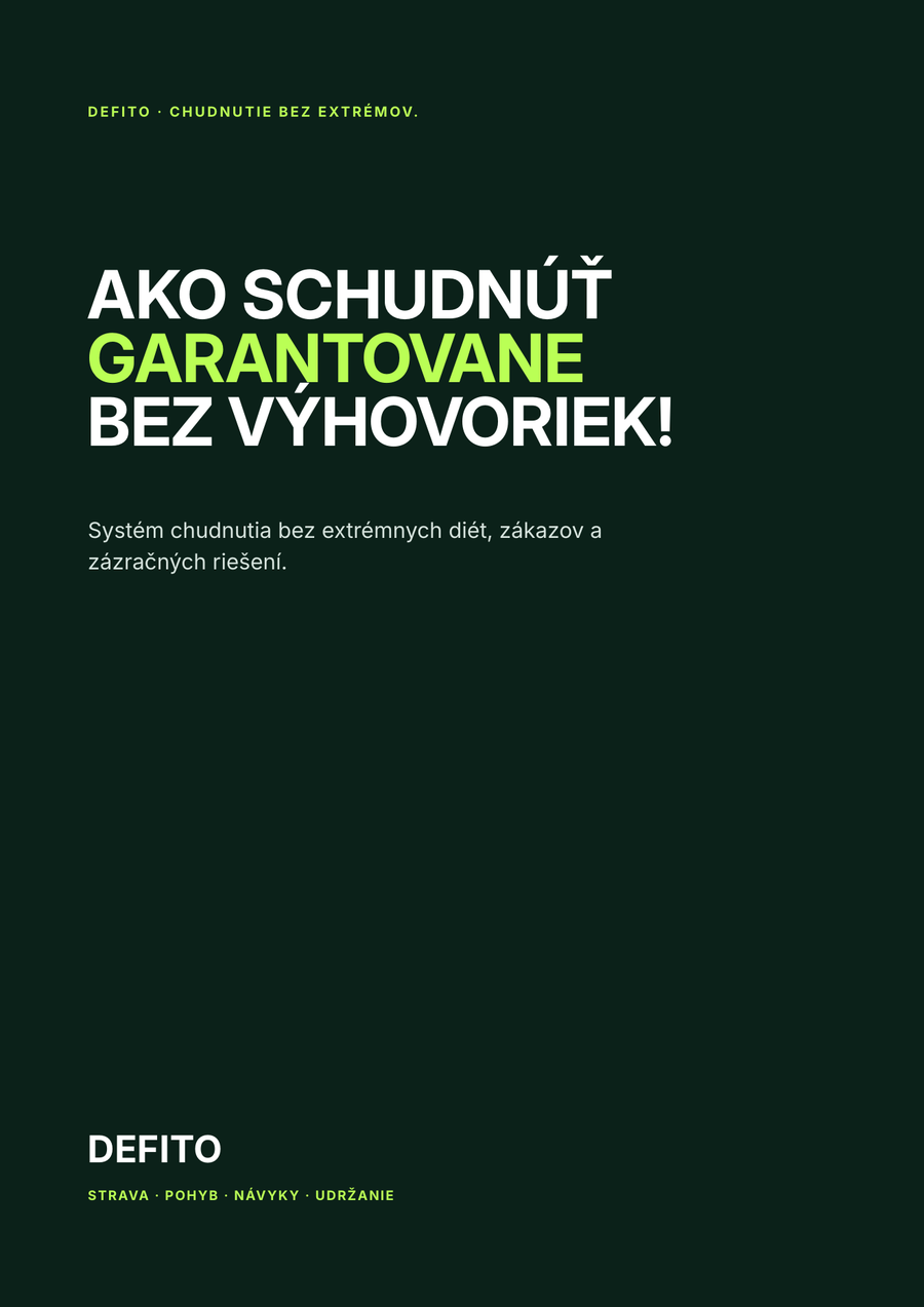 DEFITO ebook – Ako schudnúť garantovane bez výhovoriek